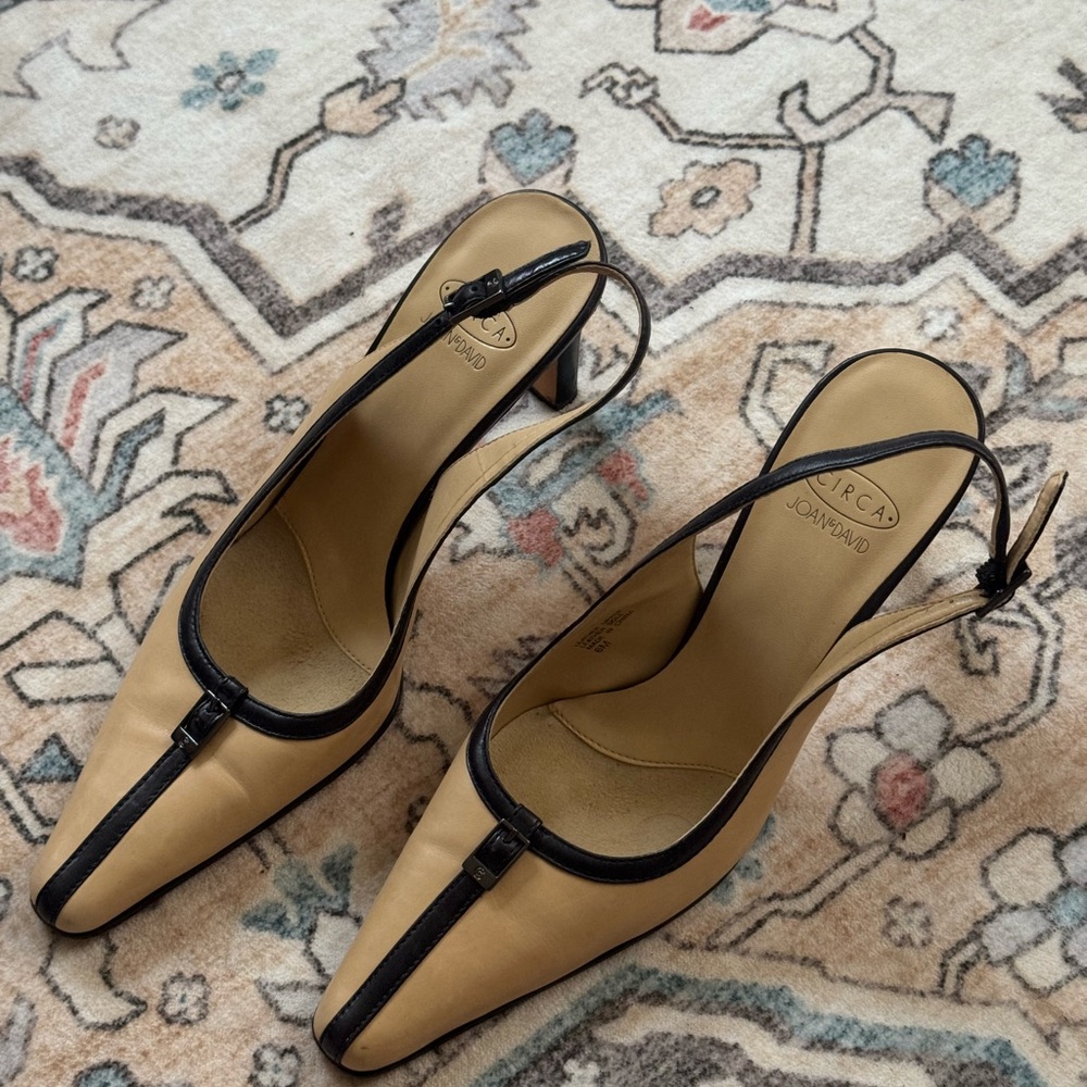 Joan & David Tan and Black Slingback Heels